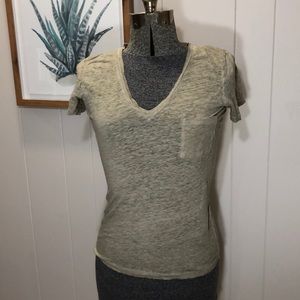 J. Crew- Heathered Sage Green Linen T-Shirt